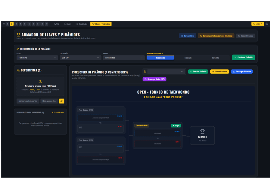 Armador de llaves y pirámides de torneo